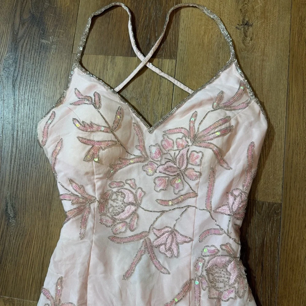 Vintage 100% Silk Beaded Dress Vintage Beaded Dress Floral Butterfly Prom